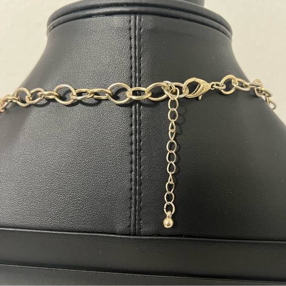 Orange Melon Acrylic Layered Statement Necklace Gold Tone Closure Business - Picture 3 of 6